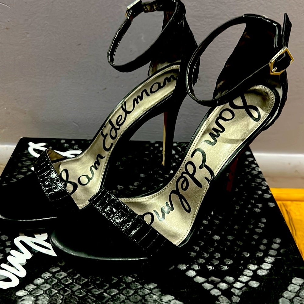 Sam Edelman snake embossed stiletto sandals
